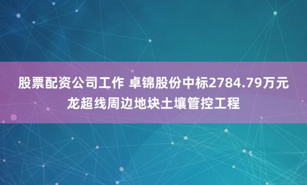 股票配资公司工作 卓锦股份中标2784.79万元龙超线周边地块土壤管控工程