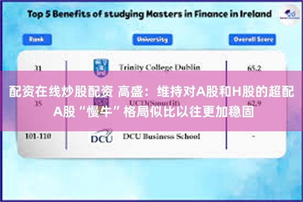 配资在线炒股配资 高盛：维持对A股和H股的超配 A股“慢牛”格局似比以往更加稳固