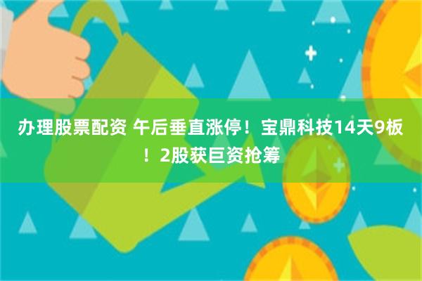 办理股票配资 午后垂直涨停！宝鼎科技14天9板！2股获巨资抢筹