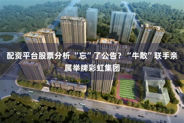 配资平台股票分析 “忘”了公告？“牛散”联手亲属举牌彩虹集团