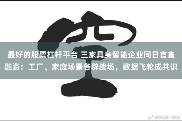最好的股票杠杆平台 三家具身智能企业同日官宣融资：工厂、家庭场景各辟战场，数据飞轮成共识